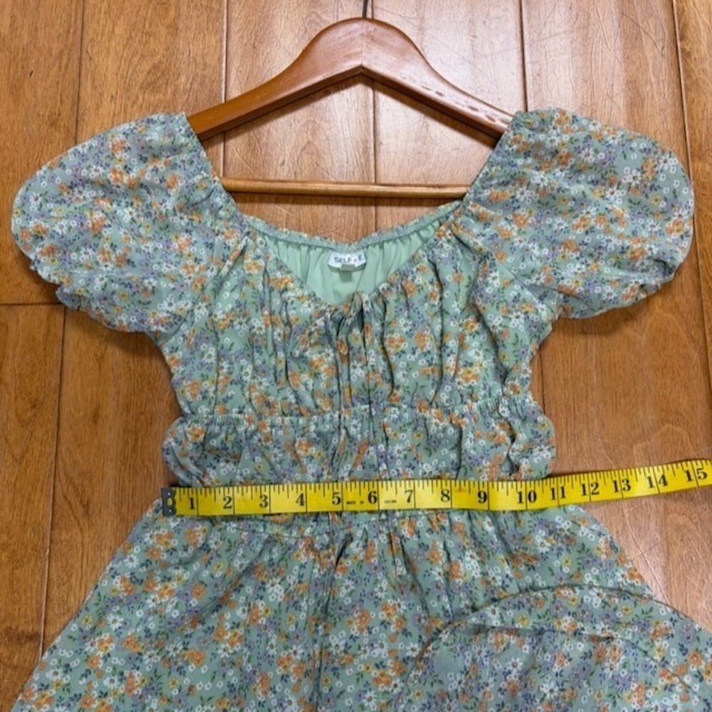 Women Babydoll Mini Dress Sz XS Cottagecore Coquette Milkmaid Boho Cowgirl Fairy - Picture 6 of 10